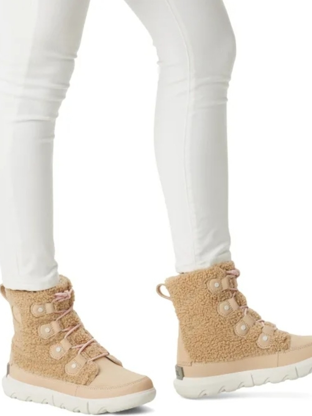 Sorel Kids Tan Sherpa Lace-Up Winter Boots